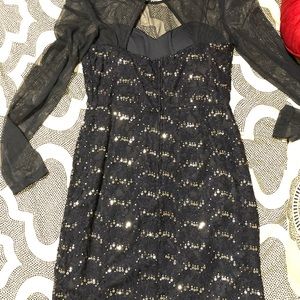 Evening navy blue and silver dress